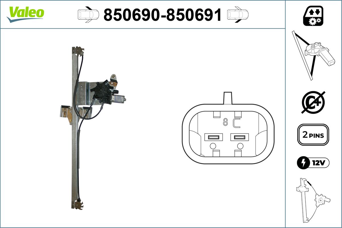 Mecanism actionare geam 850690 VALEO